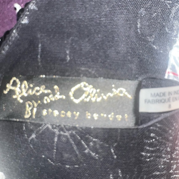 Alice+Olivia FRANCIE Asymmetric Floral Appliques Sequin Embellished Fitted Dress - Picture 14 of 17